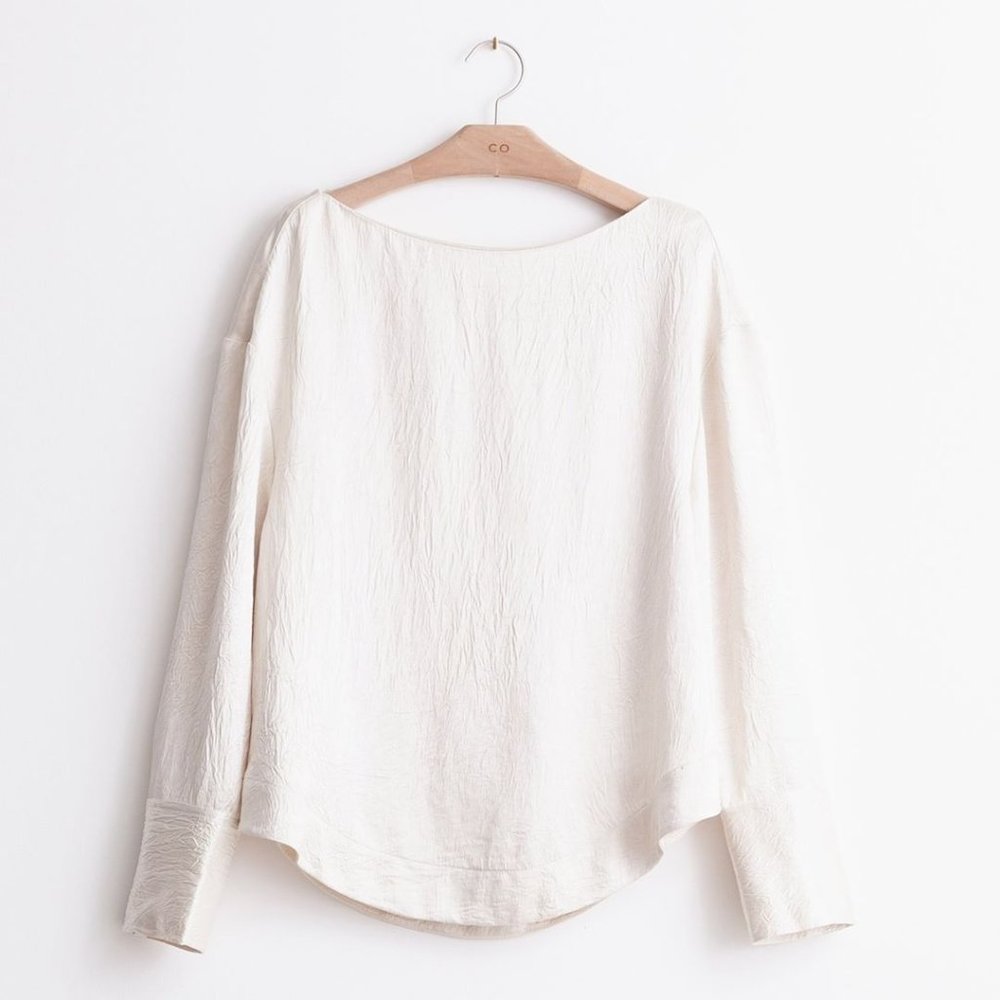 NWT Co Long sleeve boatneck blouse in ivory viscose (orig. ~$650)